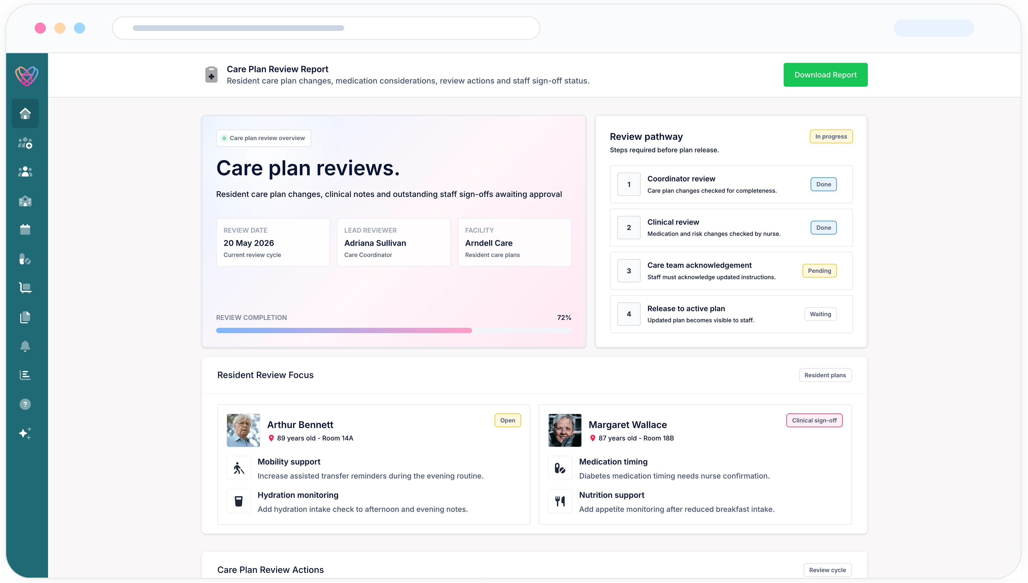 iPad preview showing aged care medication visibility