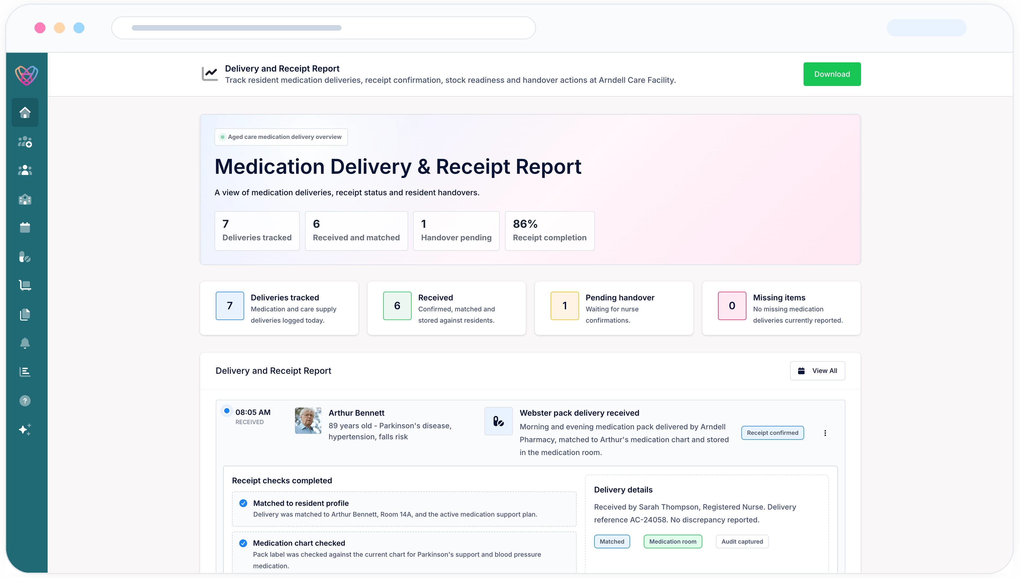 iPad preview showing aged care medication visibility
