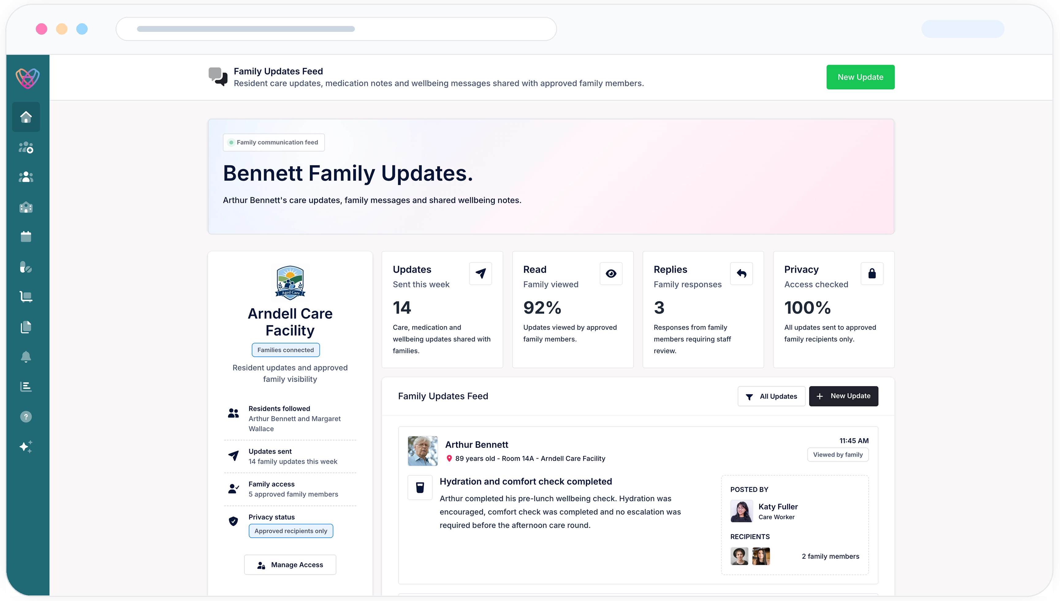 Desktop preview showing aged care medication and care plan records