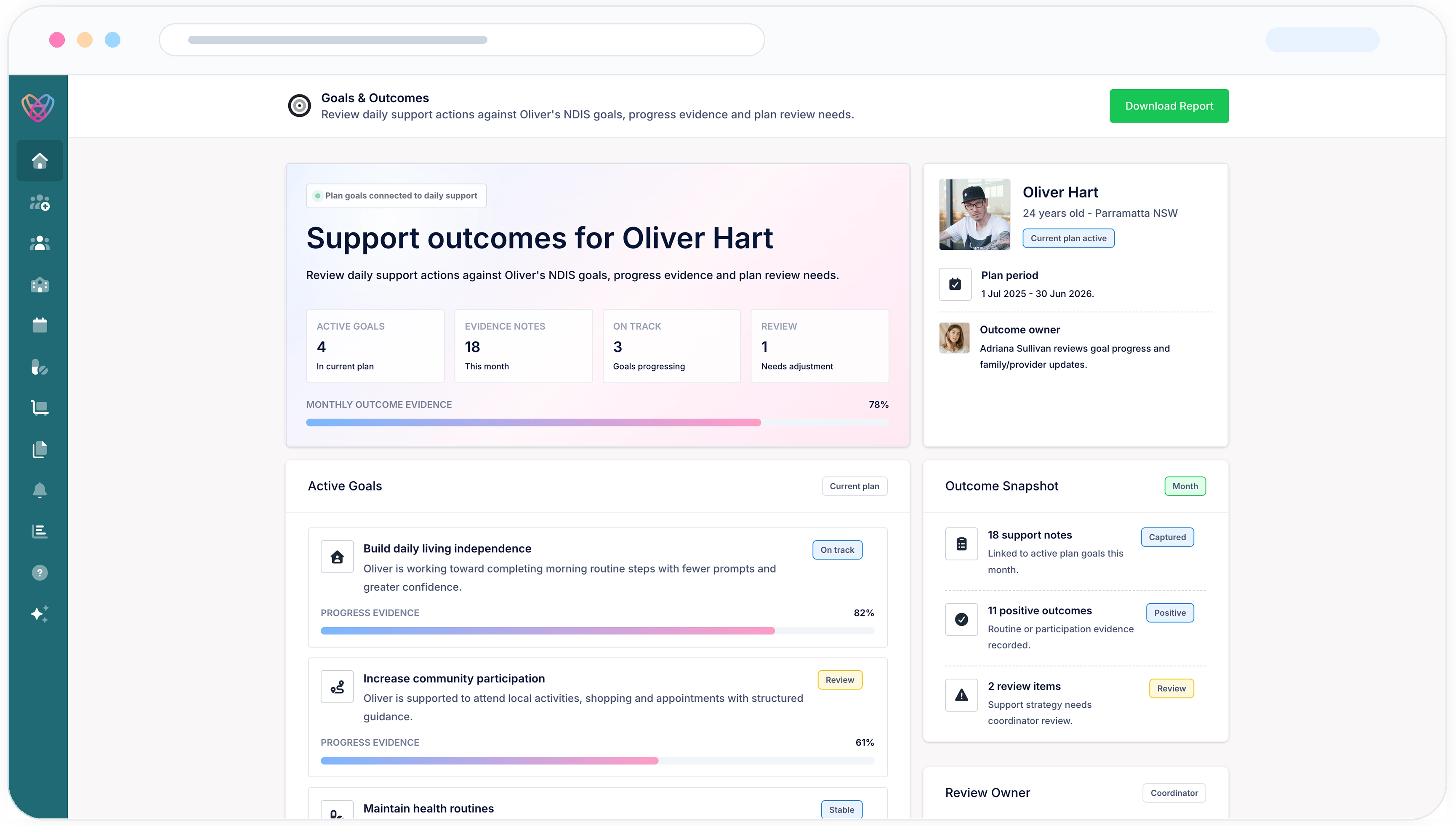 Family visibility dashboard